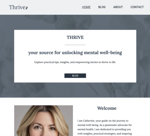 Picture of the home page of Thrive blog.